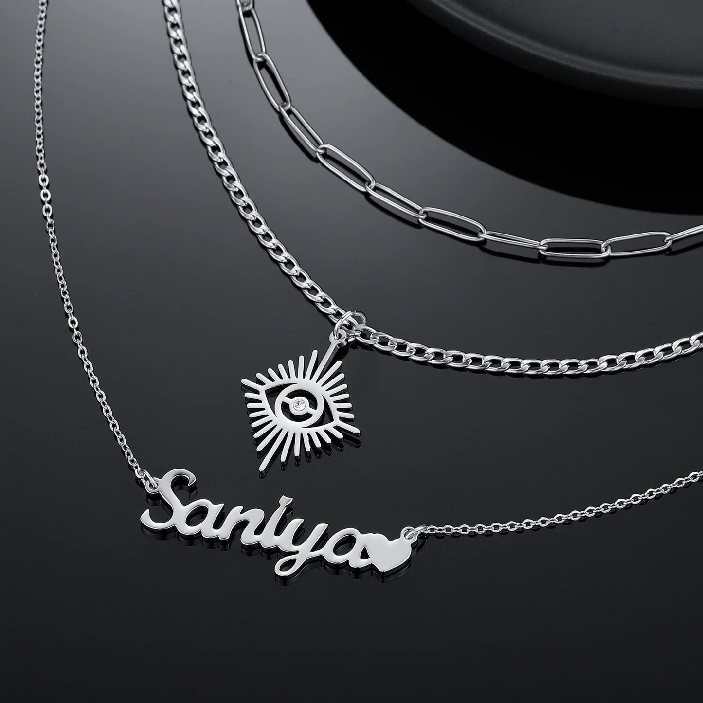 Exclusive Angel Eye Layered Name Necklace