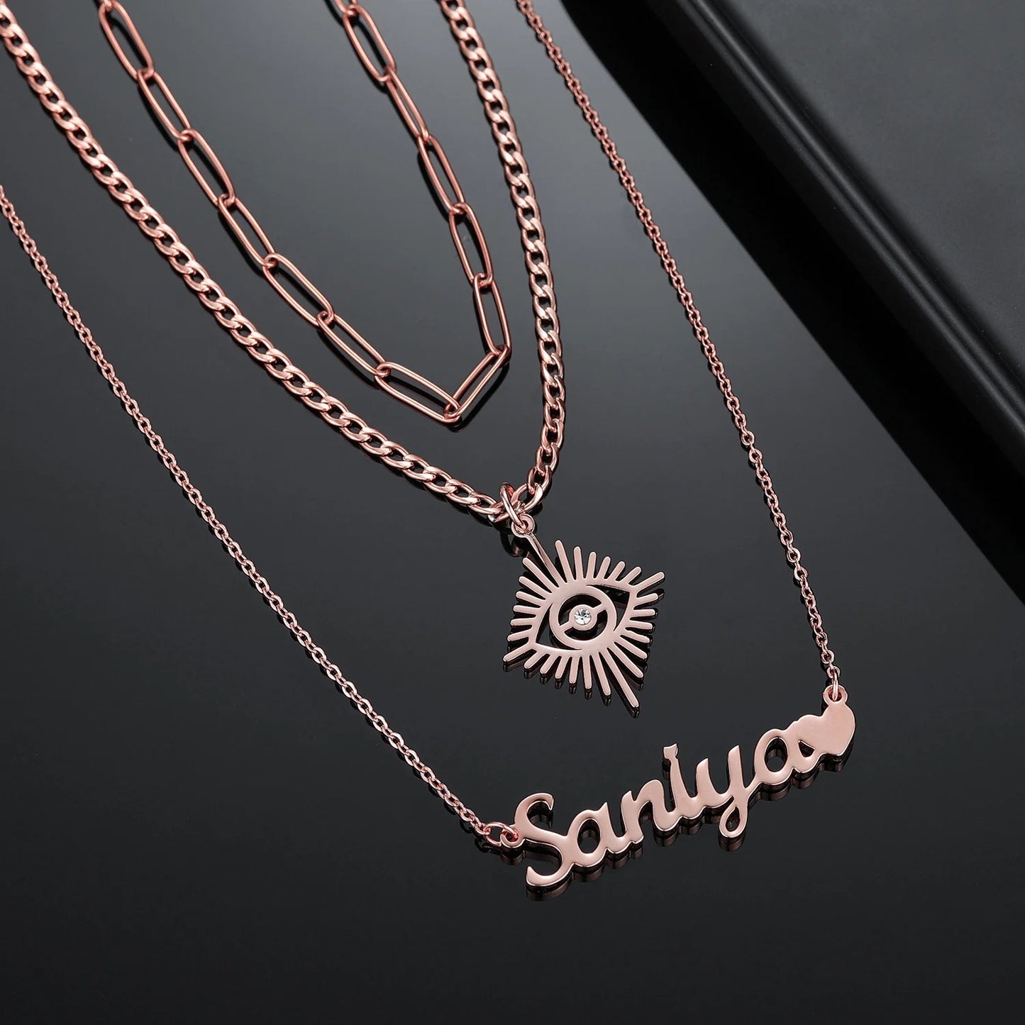 Exclusive Angel Eye Layered Name Necklace