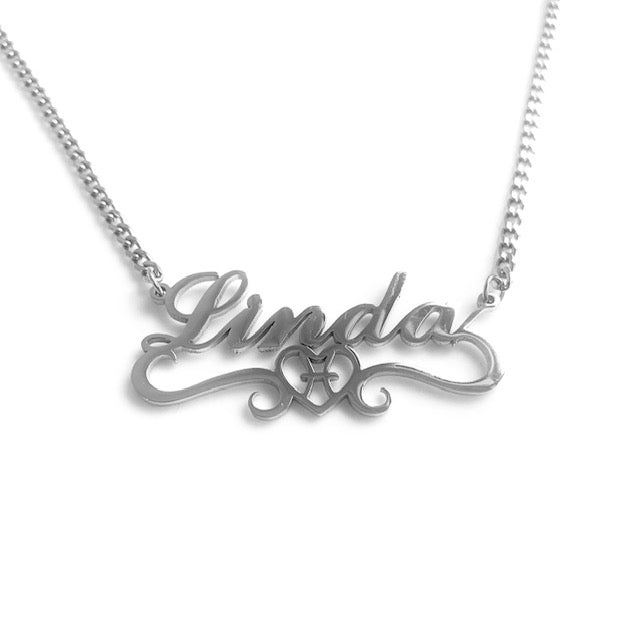 Piscis exclusivo♓ Collar con nombre de corazón.