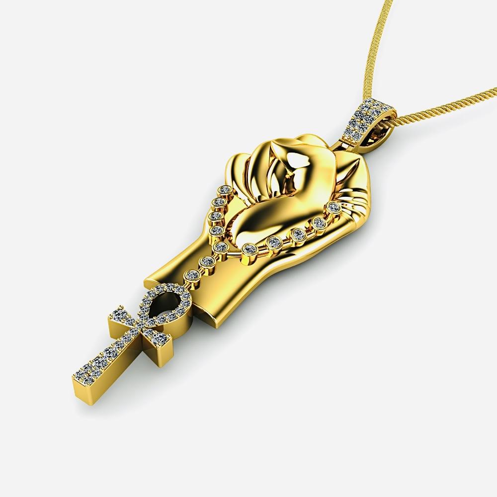 Exklusive Faust Ankh Rosenkranz Halskette