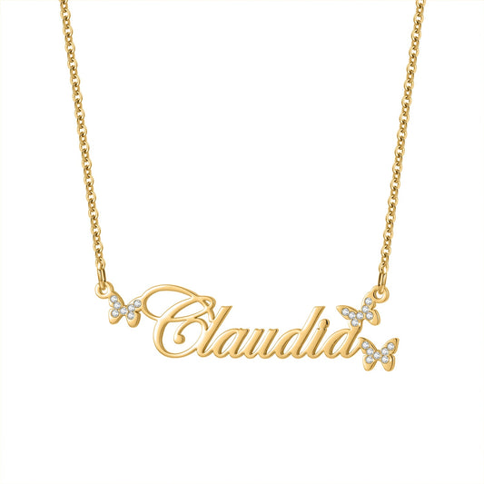 Custom cz Butterfly Name Necklace