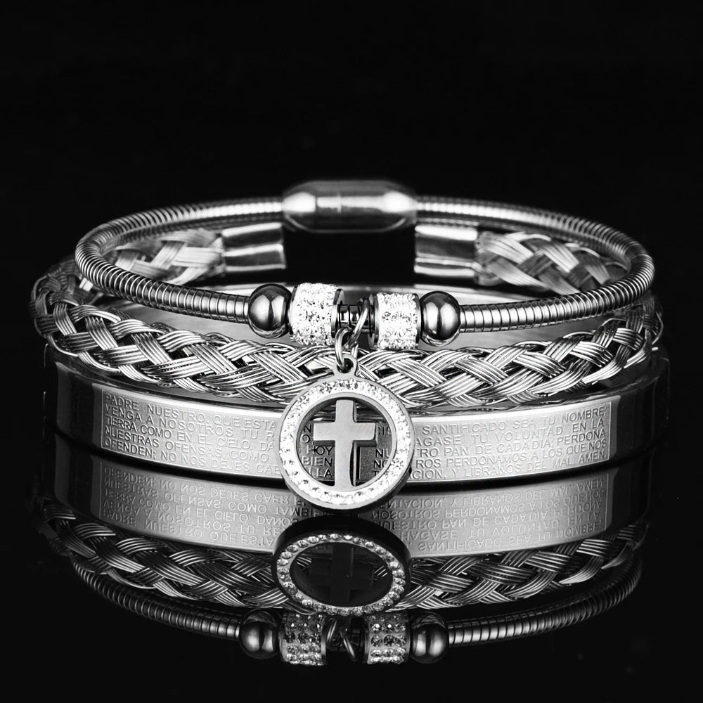 Pulseras cruzadas de acero regal para hombres