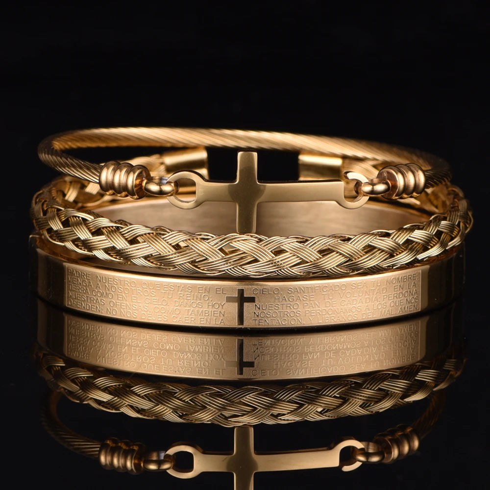 Pulseras cruzadas de acero regal para hombres
