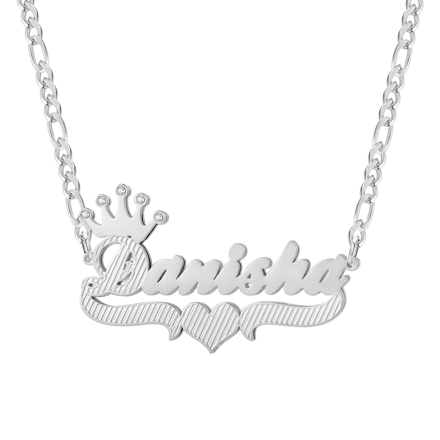 Crown Double Name Plate Necklace