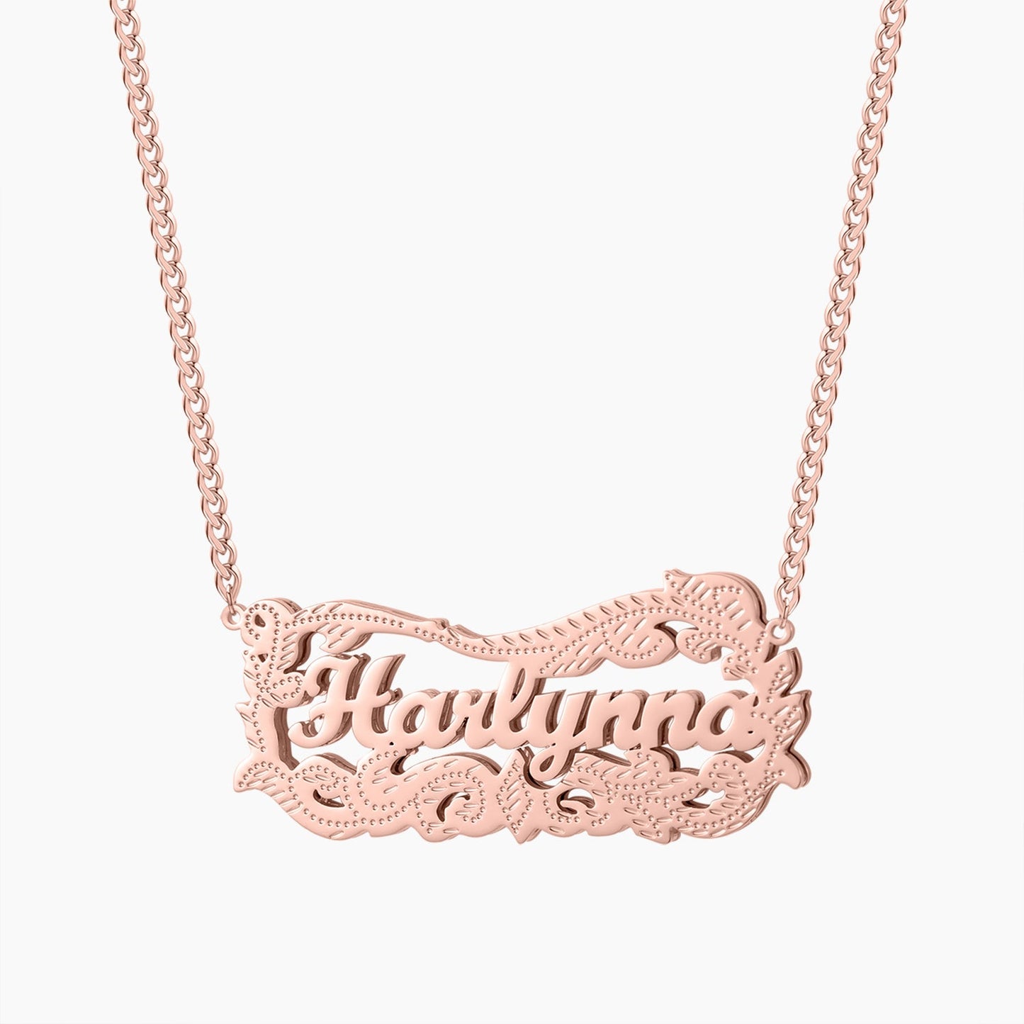 Krans dubbele naam 3D ketting qn516