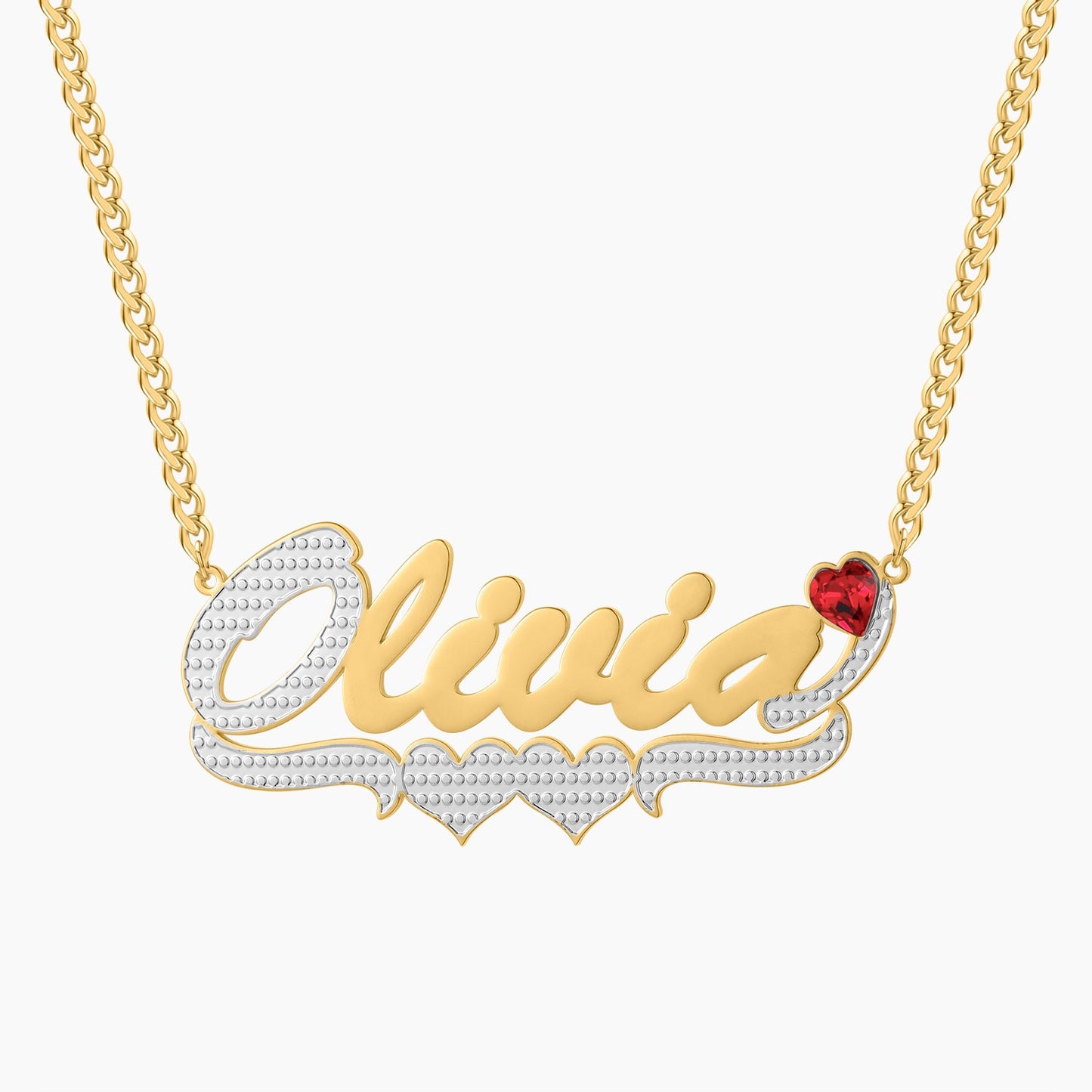 Birthstone Two Tone Name Necklace