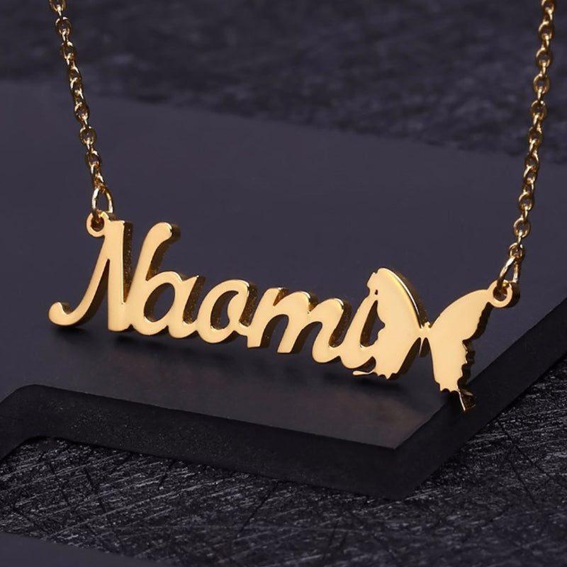 Name Necklace With Butterfly Symbol