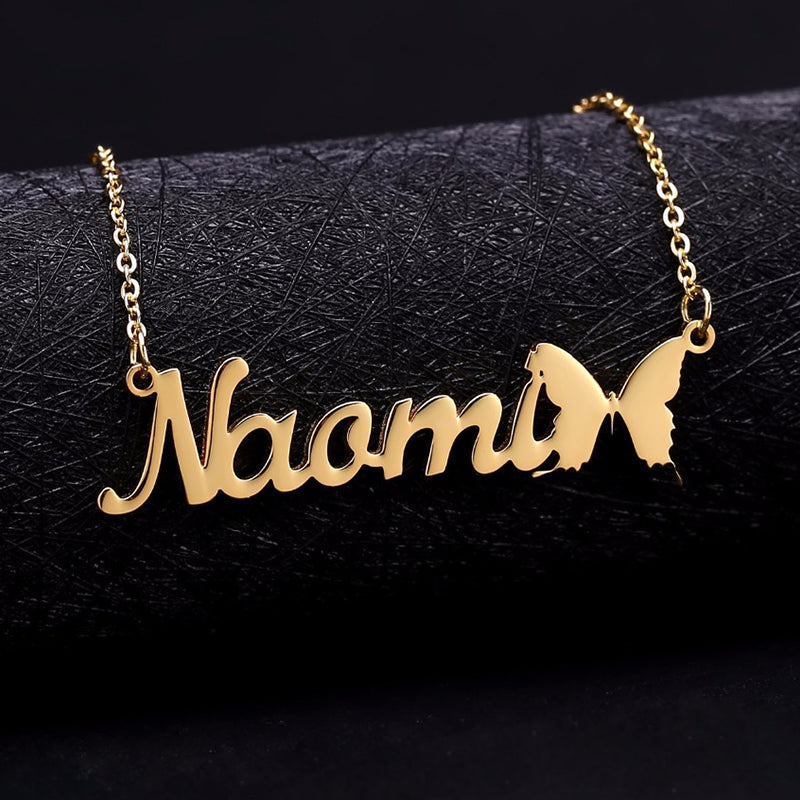 Name Necklace With Butterfly Symbol
