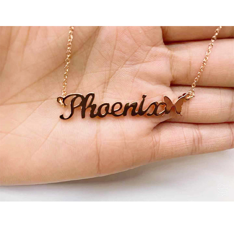 Name Necklace With Butterfly Symbol