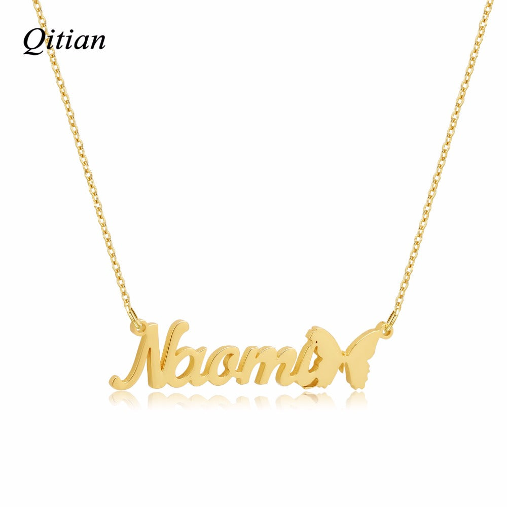 Name Necklace With Butterfly Symbol