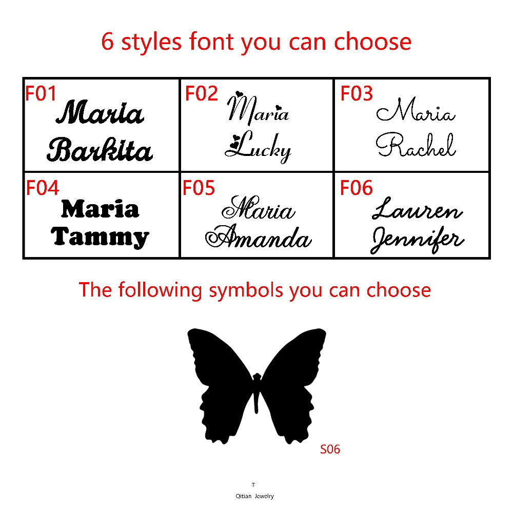 Name Necklace With Butterfly Symbol