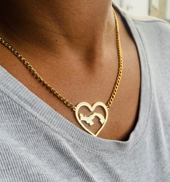 Exclusive Panama Map Heart Necklace.