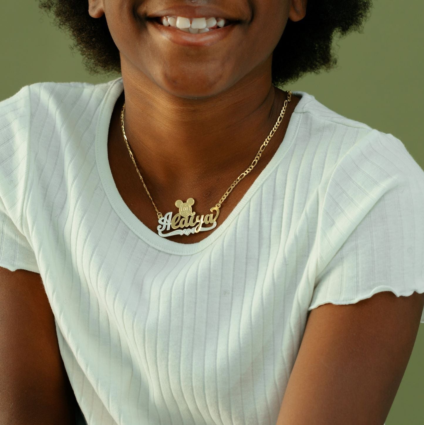 Collar de nombre de dibujos animados para niños del ratón