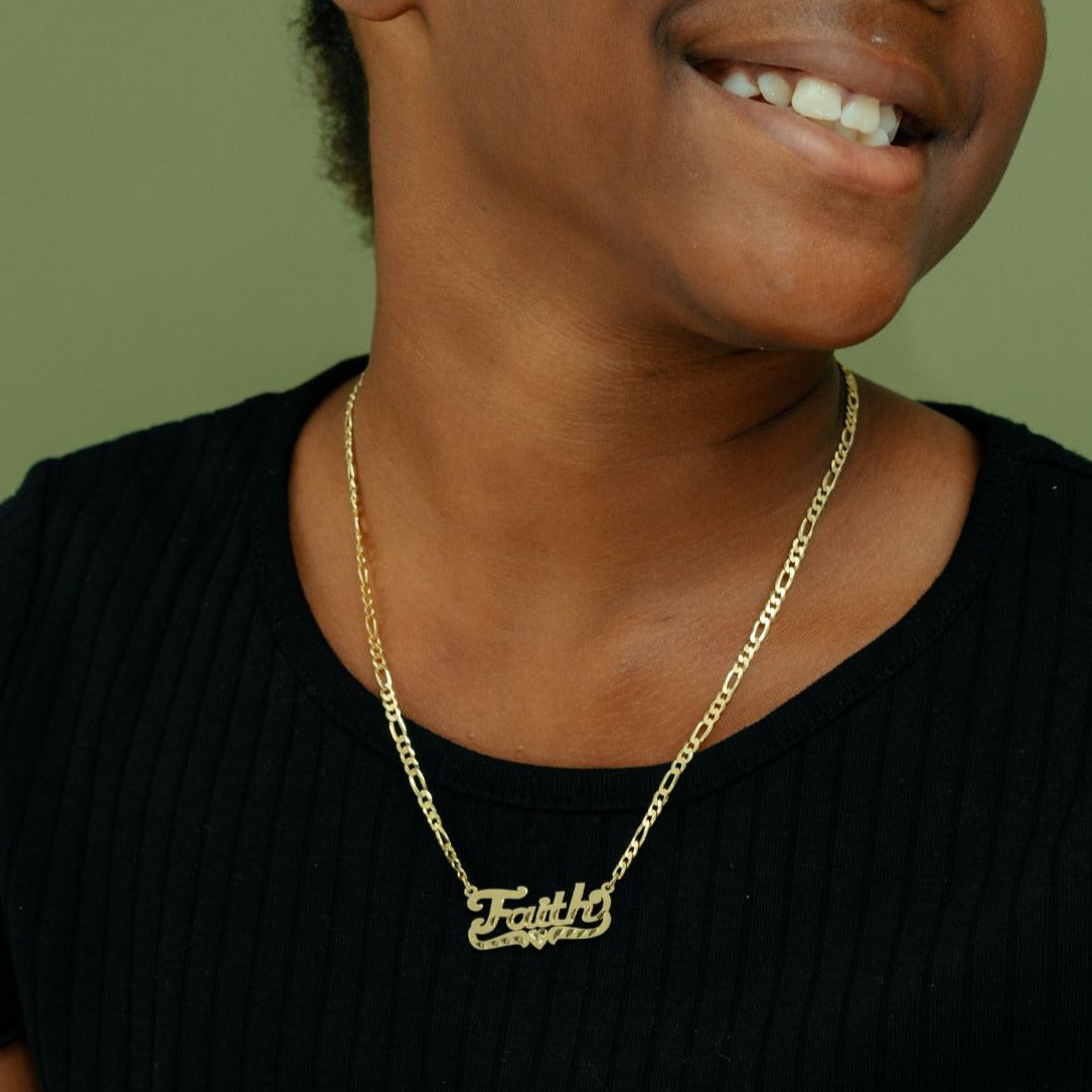 Collar de nombre de corte de diamante para niños